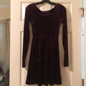 Purple velvet skater dress